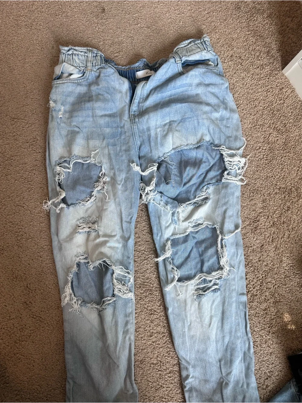 KanCan Light Blue Distressed Straight Leg Jeans